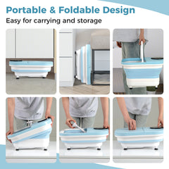 Collapsible Foot Spa Massager Bath Tub with Heat Shower and Timer-Blue