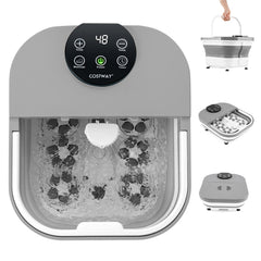 Collapsible Foot Spa Massager Bath Tub with Heat Shower and Timer-Grey