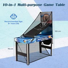 10-in-1 Combo Game Table Set Multi Game Table with Table Tennis-Blue
