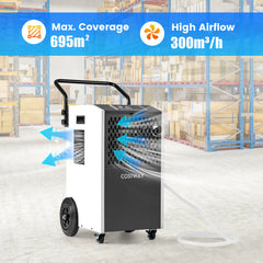 73 L/Day Commercial Dehumidifier with Drain Hose and Timer-White