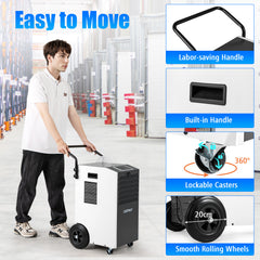 73 L/Day Commercial Dehumidifier with Drain Hose and Timer-White
