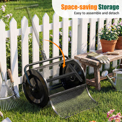 Compost Spreader 61cm Peat Moss Spreader Roller with Height-adjustable T-shape Handle-Black