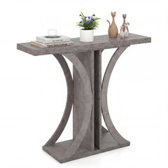 Console Table 100 cm Rectangular Entryway Table with Geometric Frame-Grey