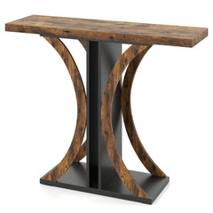 Console Table 100 cm Rectangular Entryway Table with Geometric Frame-Rustic Brown