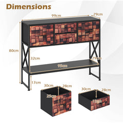 Console Table with 4 Fabric Drawers Shelf and Metal Frame-Coffee