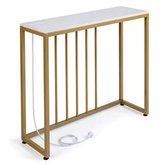 Console Table with Charging Station and Power Outlets for Hallway-White