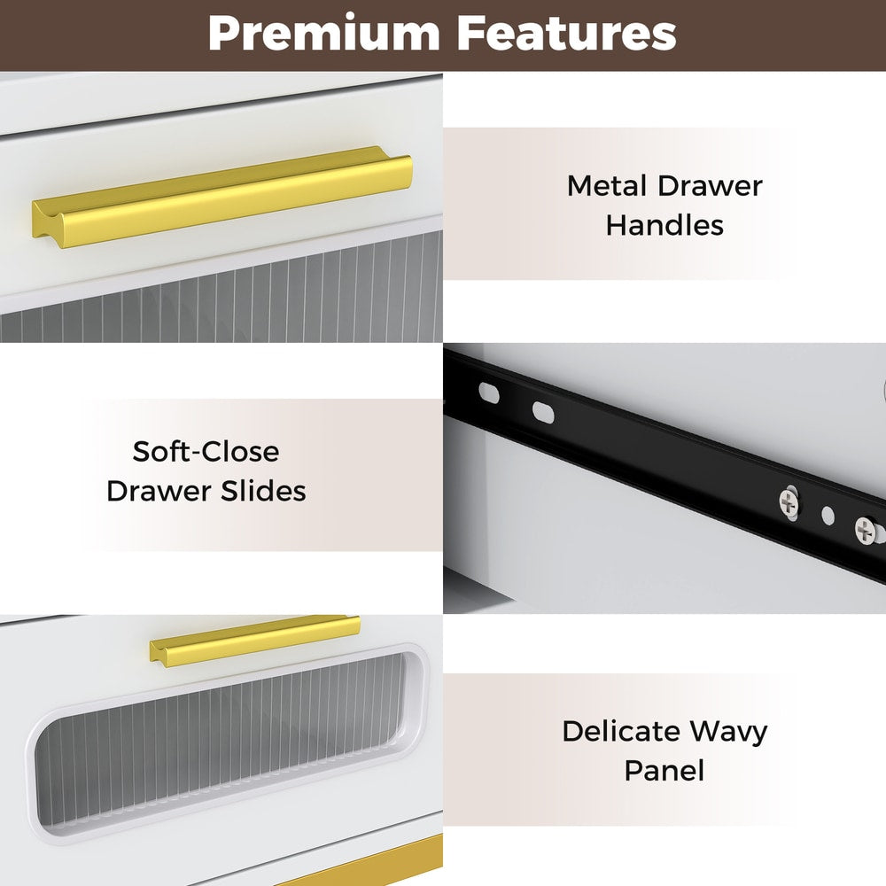 Premium features of the console table including handles and drawer slides