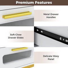 Premium features of the console table including handles and drawer slides