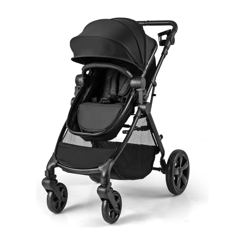 2-in-1 Convertible Baby Stroller in black, shown from the front with the seat facing forwards