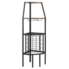Corner Wine Rack with Glass Holder and Storage Shelves in Rustic Brown, image 4