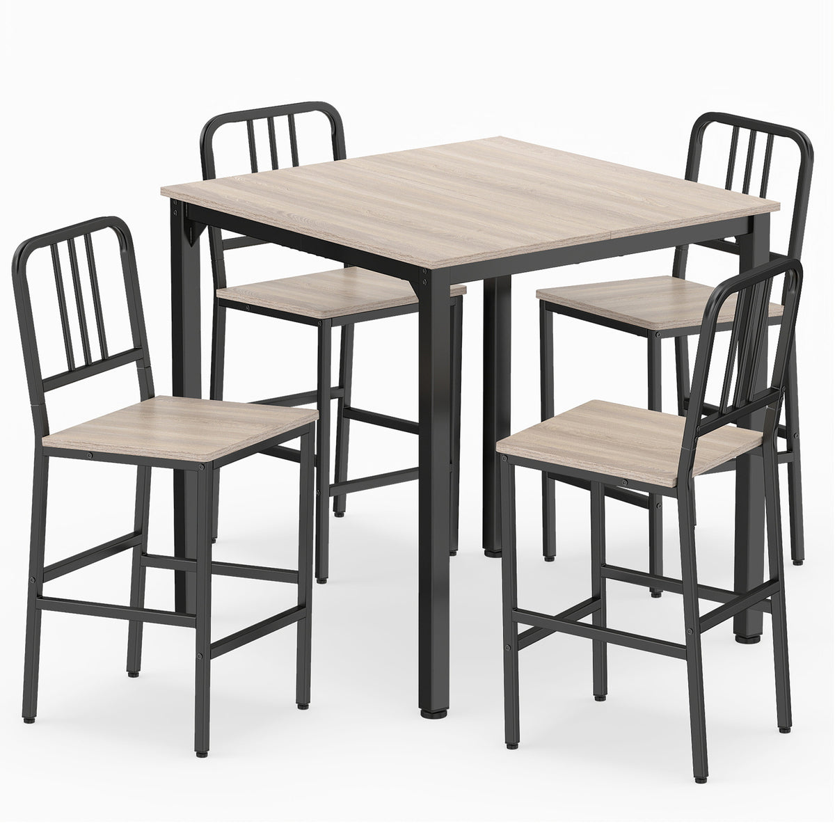 Counter Height Dining Table Set for 4 Kitchen Bar Table and Chairs Set with Faux Marble Surface-Grey