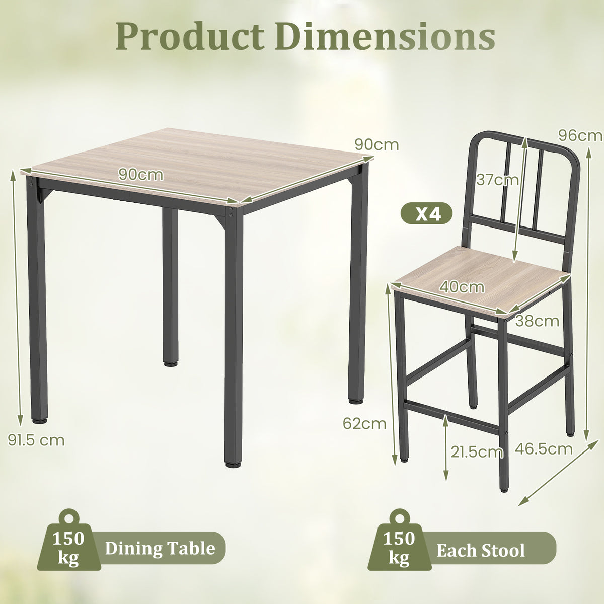 Counter Height Dining Table Set for 4 Kitchen Bar Table and Chairs Set with Faux Marble Surface-Grey
