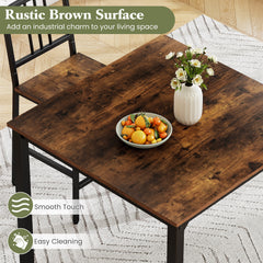 Counter Height Dining Table Set for 4 Kitchen Bar Table and Chairs Set with Faux Marble Surface-Rustic Brown