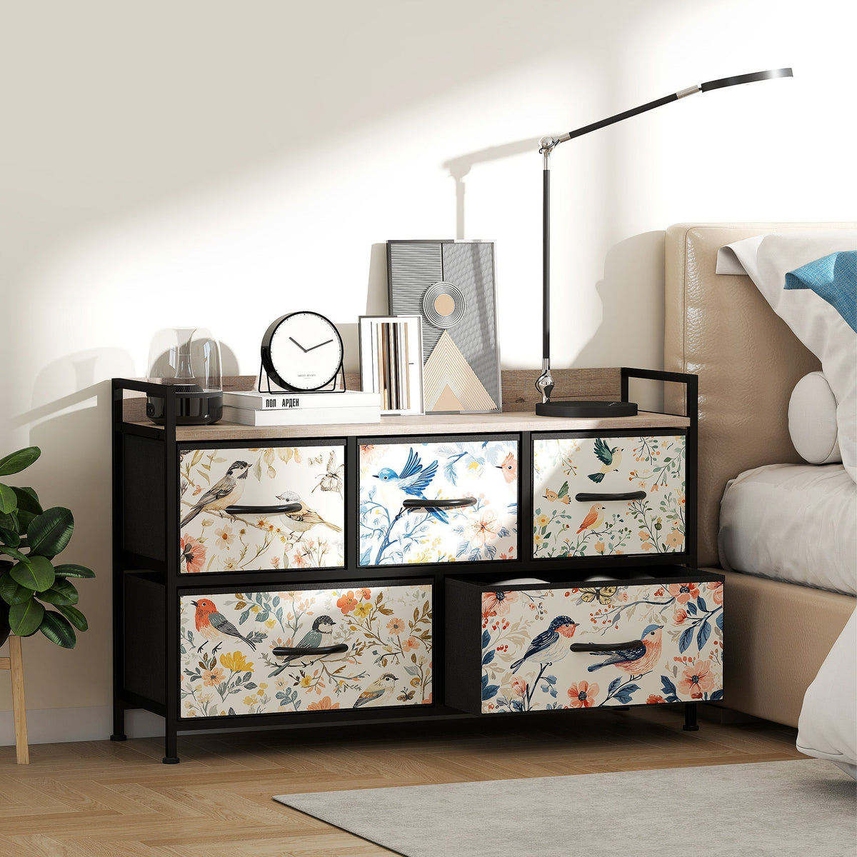 HOMCOM 5-Drawer Chest of Drawers - White