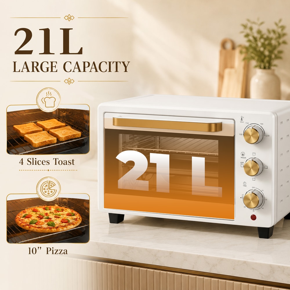 HOMCOM 21L Mini Countertop Oven in White