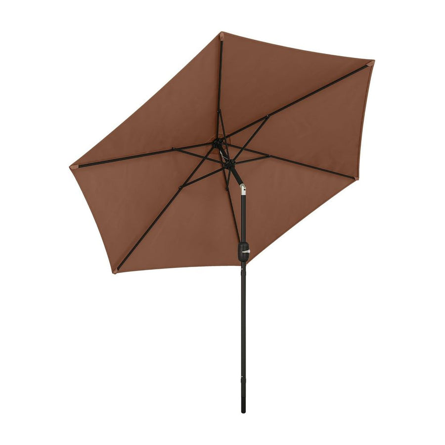 Outsunny 2.6 m Garden Parasol Umbrella with Aluminium Pole, Outdoor Patio Umbrella with Tilt and Crank, Vent, Coffee