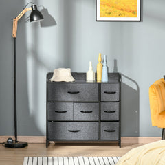 HOMCOM Chest of Drawers with 7 Foldable Drawers, 3-Tier Fabric Bedroom Dresser, Clothes Storage Unit for Bedroom, Living Room, Grey