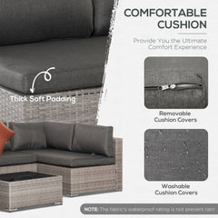Outsunny Four-Piece Half-Square Rattan Sofa Set - Mixed Grey - product image 5
