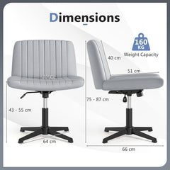 Criss Cross Chair No Wheels with Soft-Padded Wide Seat and Adjustable Height-Grey
