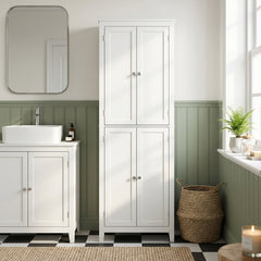 HOMCOM 170 cm Tall Bathroom Storage Cabinet, Freestanding Narrow Bathroom Cabinet with Adjustable Shelves for Laundry Room