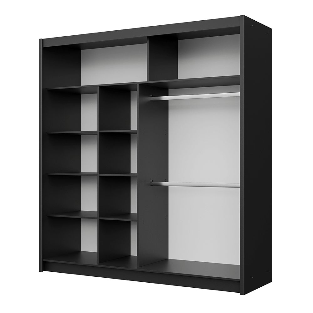 Black Mirrored Sliding Door Wardrobe 203cm – MAYFAIR