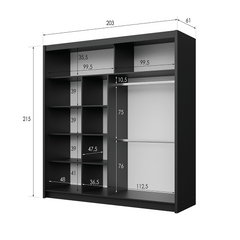 Black Mirrored Sliding Door Wardrobe 203cm – MAYFAIR
