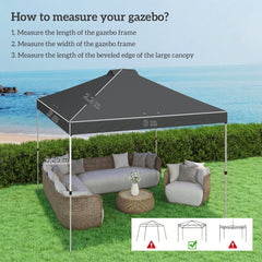 Outsunny Gazebo Roof Replacement UV50+ Waterproof Pop Up Canopy Cover with 8 Drainage Holes 3 x 3 m Dark Grey
