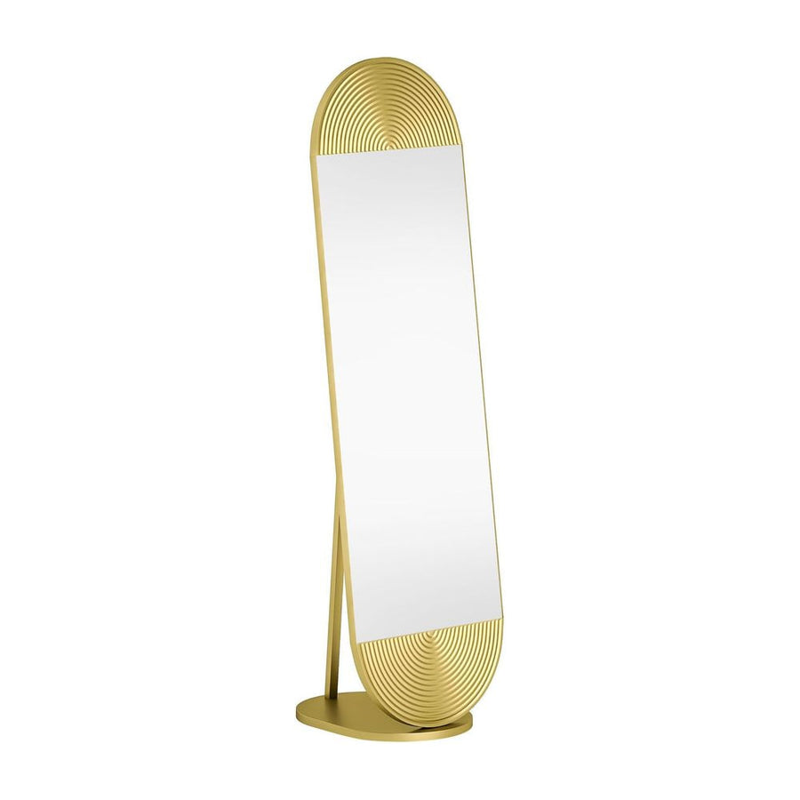 HOMCOM 50 x 161 cm Wavy Full Length Mirror, Free Standing Mirror with Metal Frame and Solid Base, Gold Tone