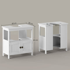 kleankin Pedestal Under Sink Cabinet with Double Doors, Modern Bathroom Vanity Storage Unit with Shelves, White