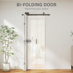 HOMCOM Slide Door, 70cm Modern Sliding Door Set Kit with Steel Rail, White - product image 4