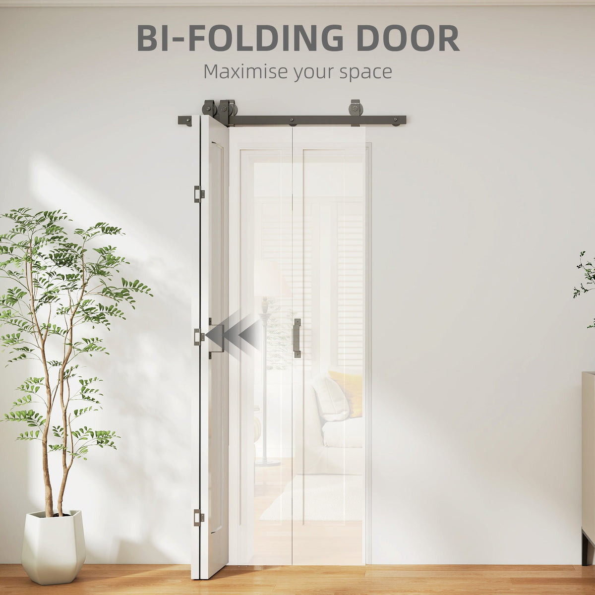 HOMCOM Slide Door, 70cm Modern Sliding Door Set Kit with Steel Rail, White - product image 4