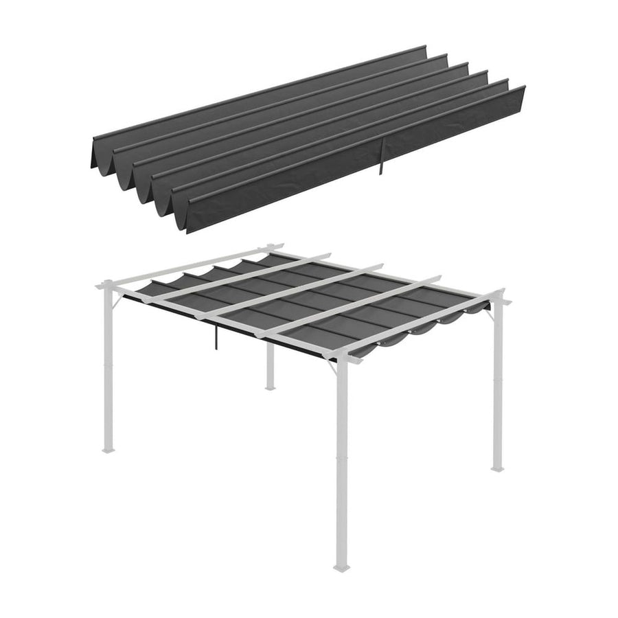 Outsunny Retractable Pergola Cover, 3.5 x 2.6 m Replacement Canopy Fabric for 4 x 3 m Frame, Roof Top Only, Dark Grey