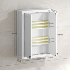 HOMCOM Bathroom Wall Cabinet with Adjustable Shelves - White - product image 3