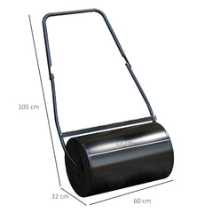 DURHAND 38L Garden Lawn Roller, Water Sand Filled Outdoor Grass Roller, Heavy Duty Metal Lawn Push Rolling Tool Aerator for Grass Seeding, Soil Levelling, Black