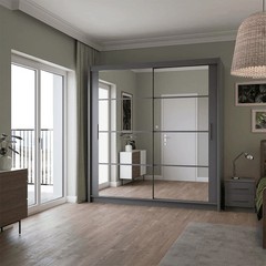 Graphite Mirrored Sliding Door Wardrobe 203cm – NORWICH