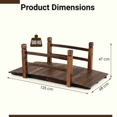 Decorative Outdoor Walkway Bridge with Railings for Farm or Backyard-Brown
