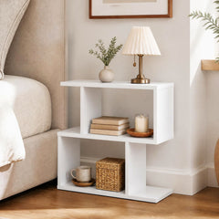 Decorative Storage Shelf Featuring Open Layout and Non-Slip Foot Pads for Entryway Living Room-White