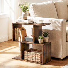 Decorative Storage Shelf Featuring Open Layout and Non-Slip Foot Pads for Entryway-Rustic Brown