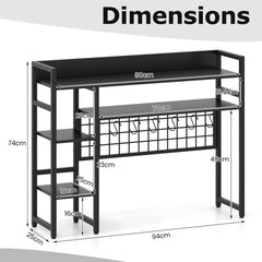 Desktop Bookshelf with 4 Open Storage Shelves for Computer Monitor Up to 32 Inch-Black