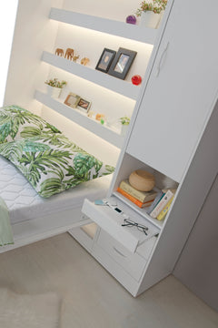 SPACEO Horizontal Wall Bed 120x200 White / Black Handles