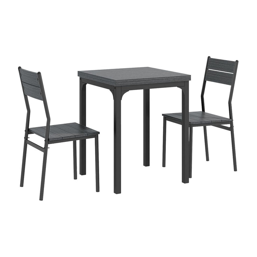 HOMCOM Three-Piece Minimal and Compact Dining Set, Grey Wood Grain