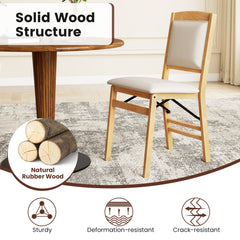 Dining Chair Set of 4 with Padded Seat and Soft Backrest-Beige