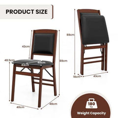 Size diagram showing dimensions of the brown dining chairs and their weight capacity