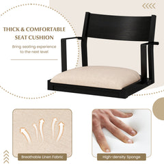 Dining Chair with Arms Set of 2 with Contoured Backrest and Padded Seat and Rubber Wood Legs- Black & Cream