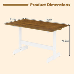 Product dimensions diagram showing the width and height of the dining table