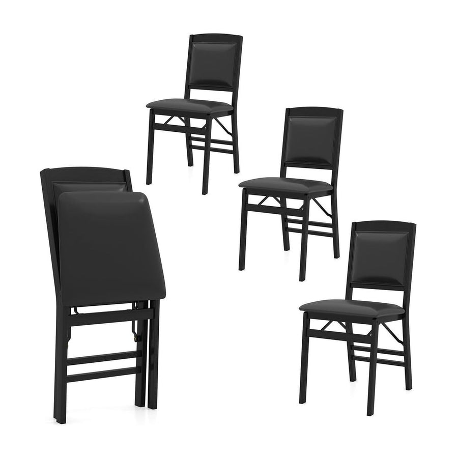 Dining Chair Set of 4 with Padded Seat and Soft Backrest-Black