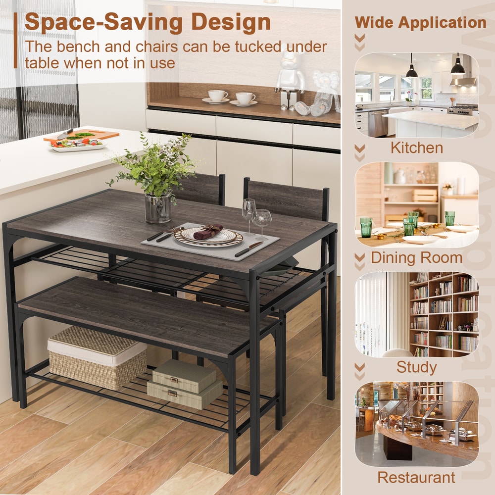 Space-saving design of the dining room set, showing chairs tucked under the table