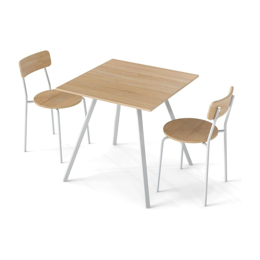 3-Piece Kitchen Dining Room Furniture with Metal Frame and Adjustable Foot Pads-Natural