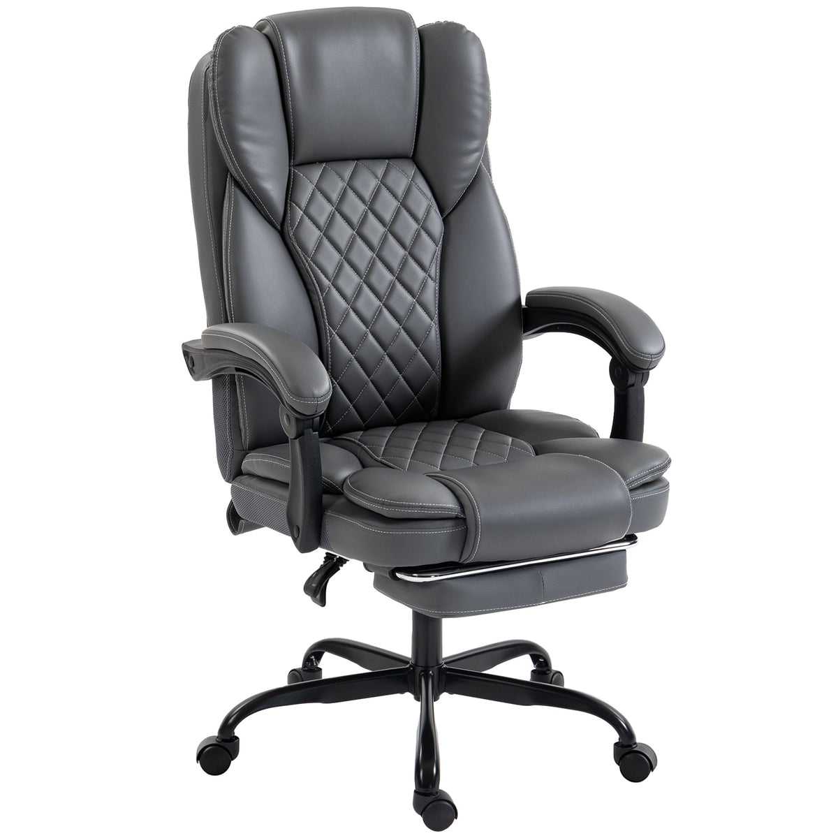 HOMCOM Executive Home Office Chair Reclining Function Footrest Computer Desk Chair High Back, Grey