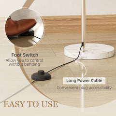 HOMCOM Floor Lamp for Living Room, Modern Standing Lamp with Shade & Foot Switch for Bedroom, Office, White